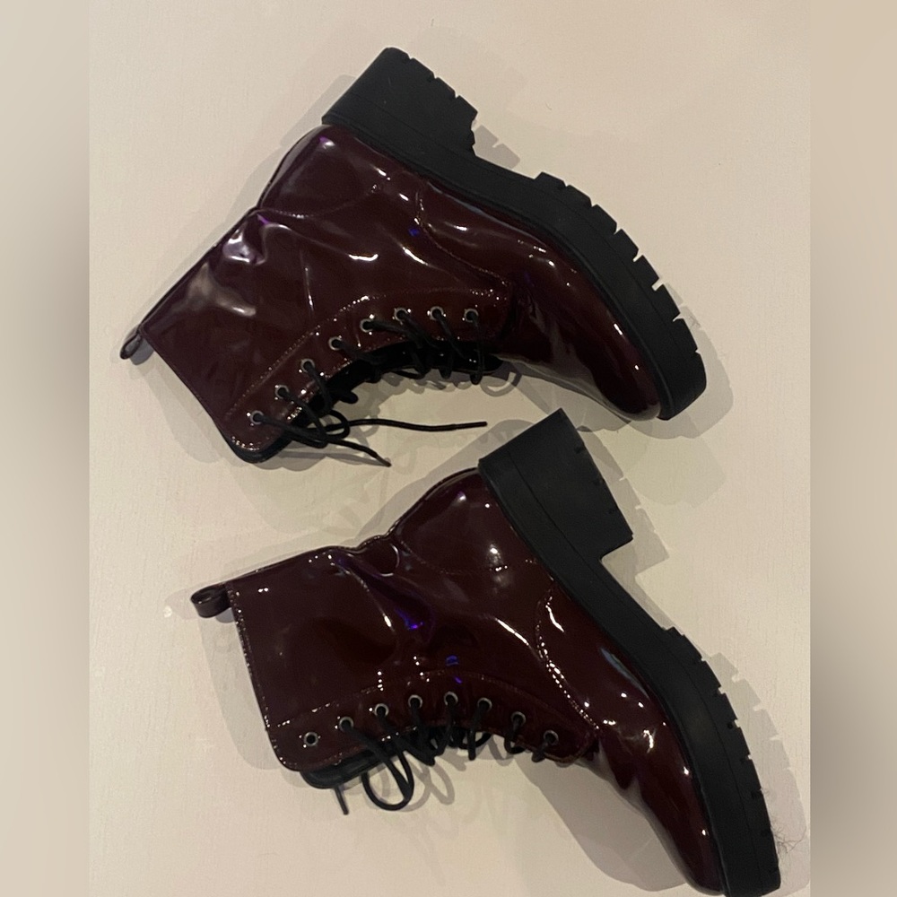 NWOT Burgundy Combat Boots